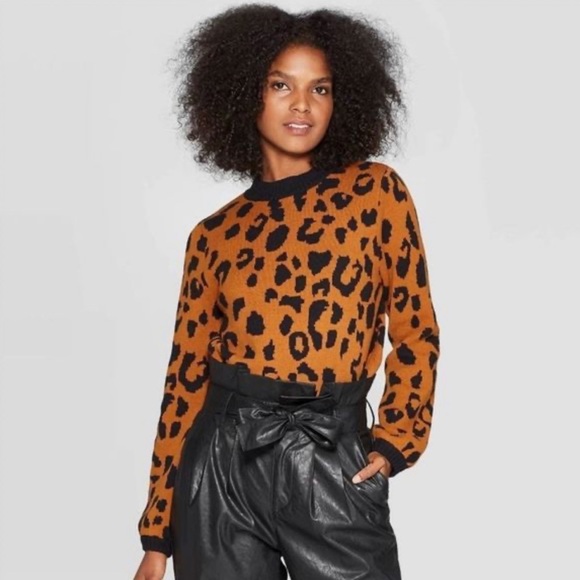 Who What Wear Tops - Who what wear leopard print sweater size xs